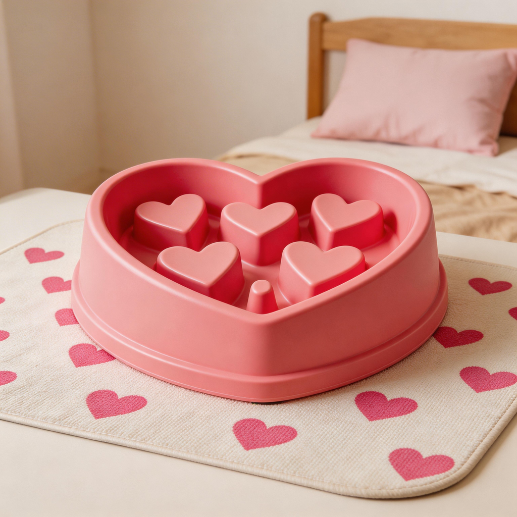 Heart-Shaped Slow Feeder | High-Quality Plastic | Love-Filled Feeding Time | Ideal Gift for Dog Lovers | Playful Heart Design