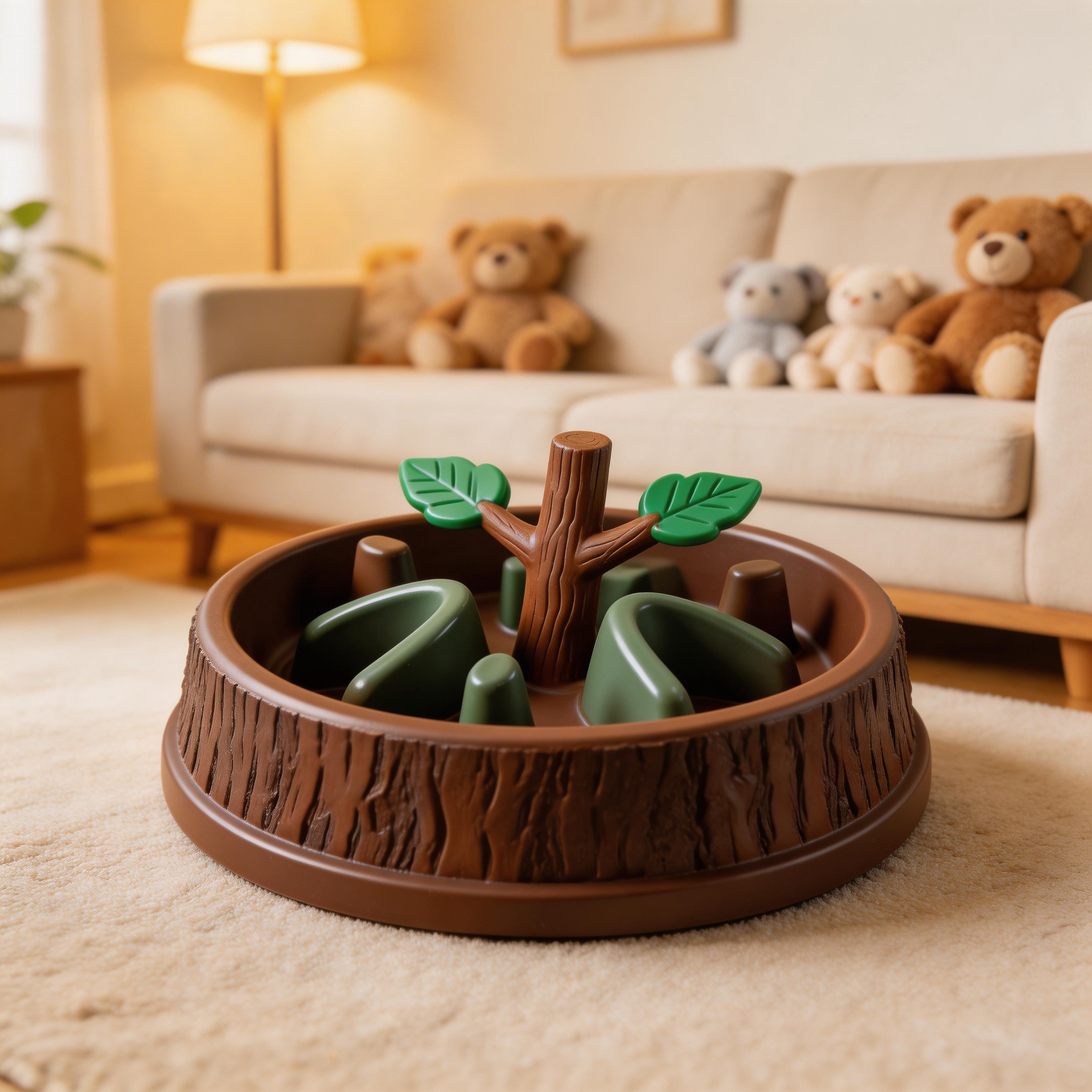 ree Trunk Slow Feeder | Durable Plastic | Nature-Inspired Feeding Bowl | Perfect Gift for Nature Lovers | Unique Tree and Leaf Design