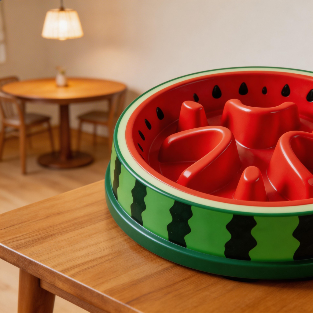 Watermelon-Shaped Slow Feeder | Vibrant Plastic Design | Healthy Eating Solution for Dogs | Great Gift for Pet Owners