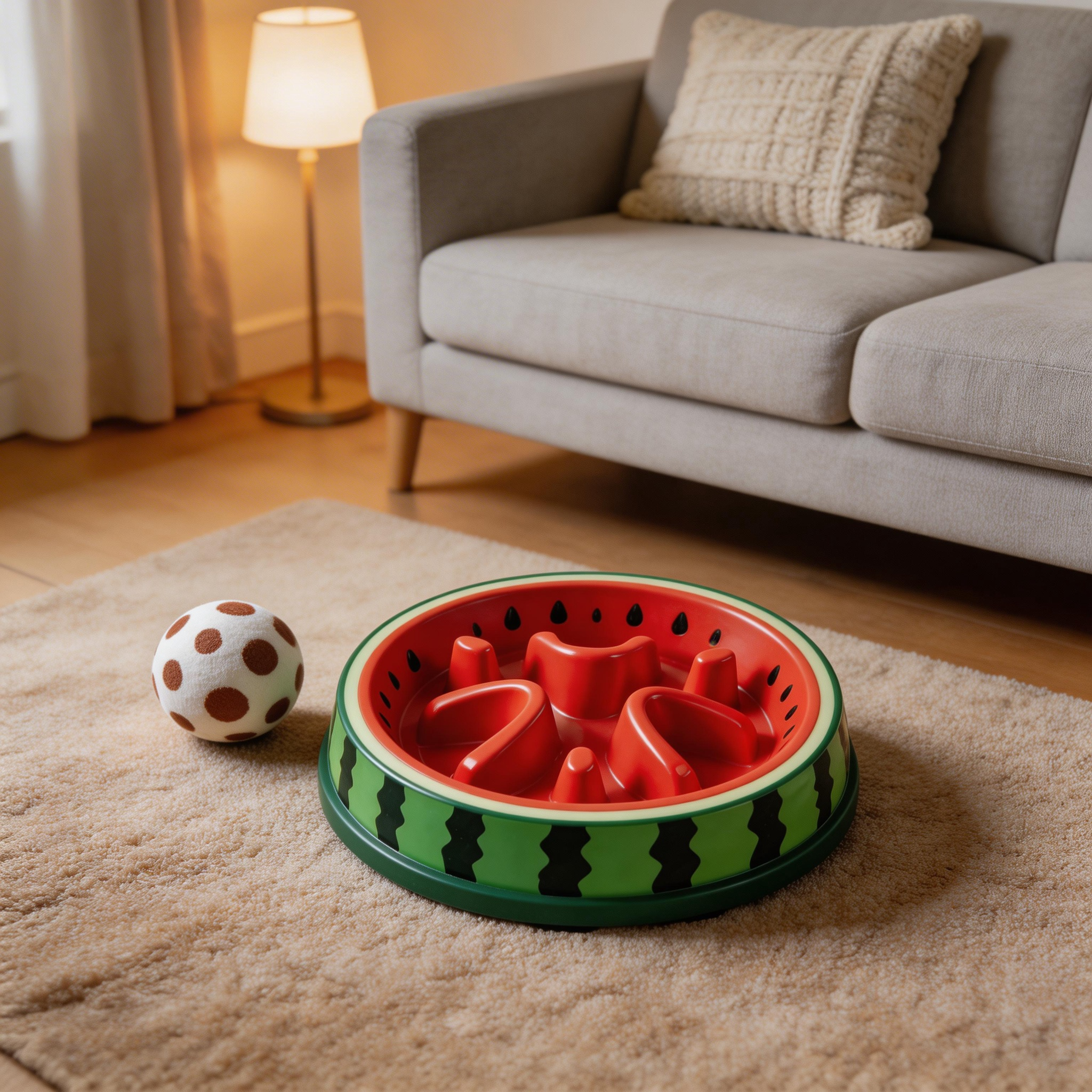 Watermelon-Shaped Slow Feeder | Vibrant Plastic Design | Healthy Eating Solution for Dogs | Great Gift for Pet Owners