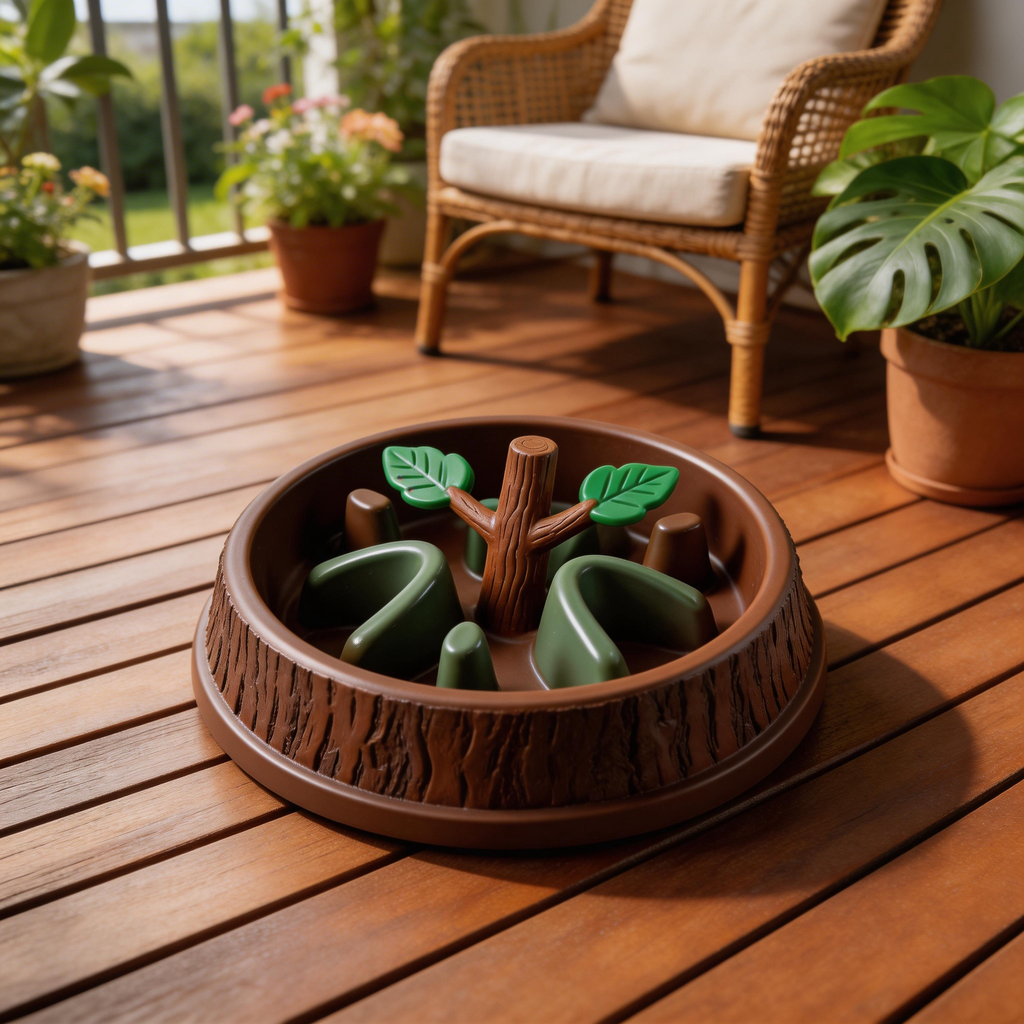 ree Trunk Slow Feeder | Durable Plastic | Nature-Inspired Feeding Bowl | Perfect Gift for Nature Lovers | Unique Tree and Leaf Design
