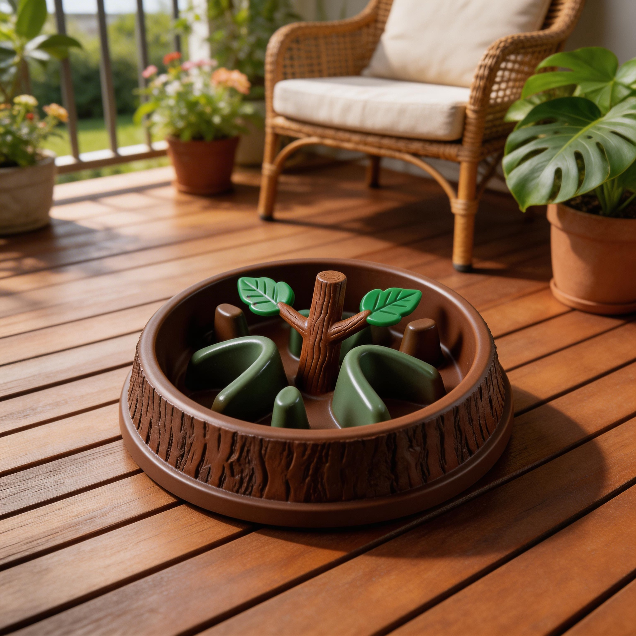 ree Trunk Slow Feeder | Durable Plastic | Nature-Inspired Feeding Bowl | Perfect Gift for Nature Lovers | Unique Tree and Leaf Design
