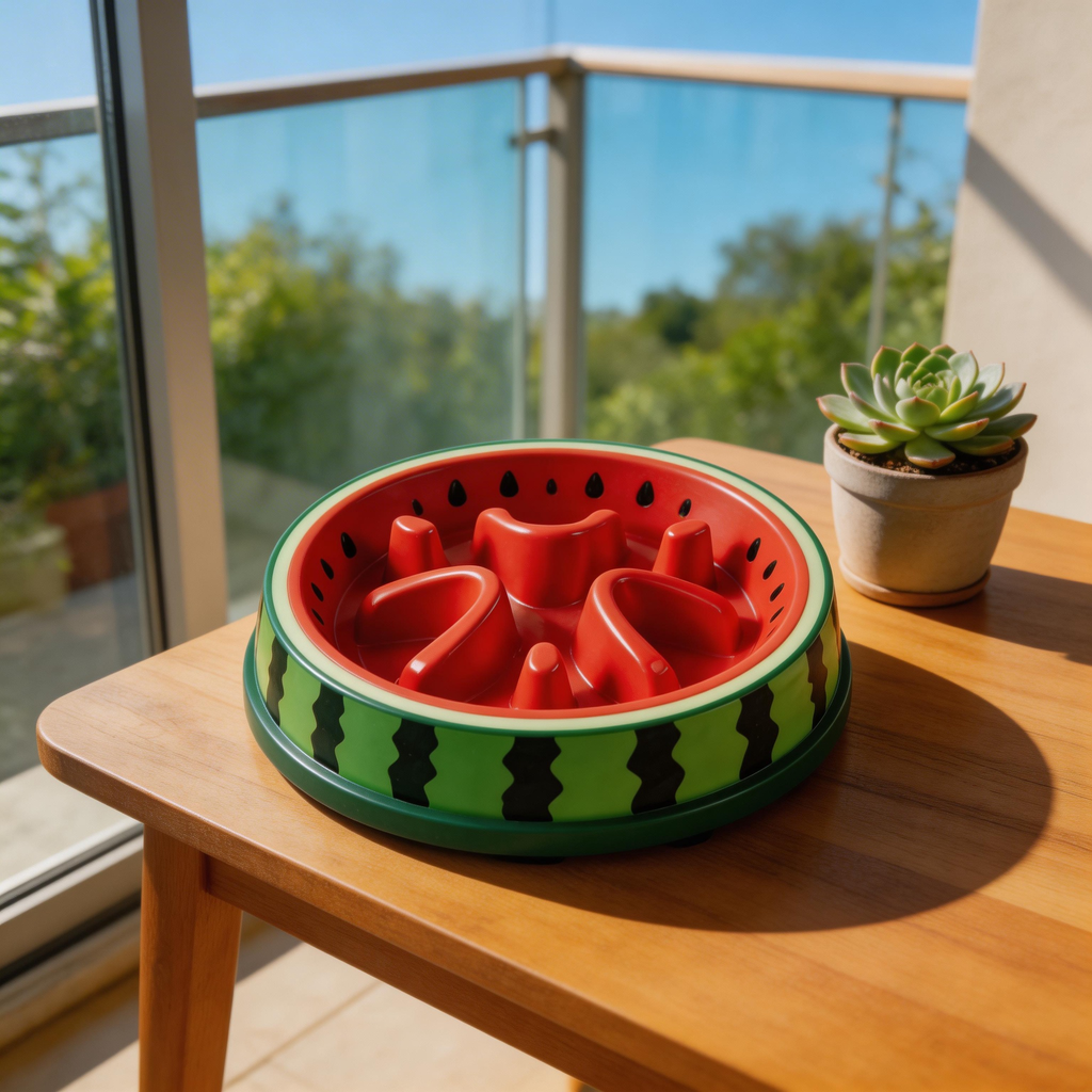 Watermelon-Shaped Slow Feeder | Vibrant Plastic Design | Healthy Eating Solution for Dogs | Great Gift for Pet Owners