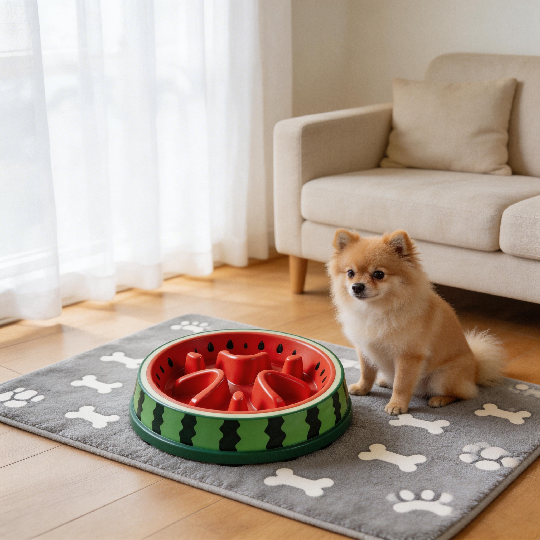 Watermelon-Shaped Slow Feeder | Vibrant Plastic Design | Healthy Eating Solution for Dogs | Great Gift for Pet Owners