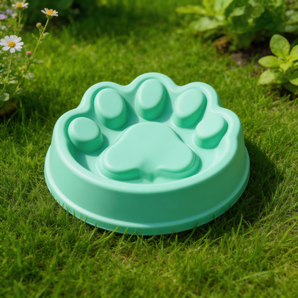 Adorable Paw Print Slow Feeder | Non-Slip Plastic | Fun Meal Time | Great Gift for Dog Parents | Paw Print Design