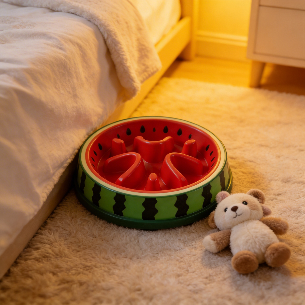 Watermelon-Shaped Slow Feeder | Vibrant Plastic Design | Healthy Eating Solution for Dogs | Great Gift for Pet Owners