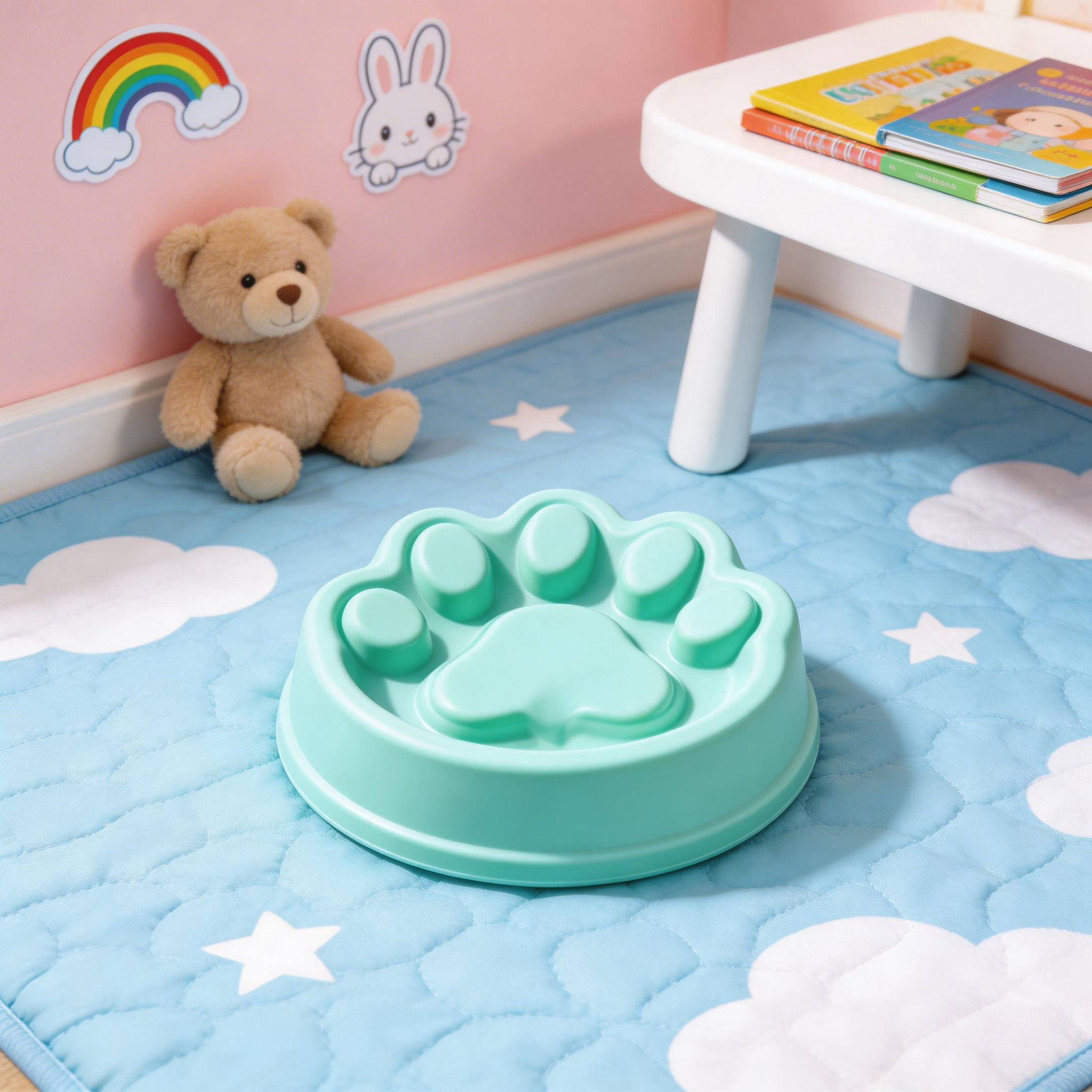 Adorable Paw Print Slow Feeder | Non-Slip Plastic | Fun Meal Time | Great Gift for Dog Parents | Paw Print Design