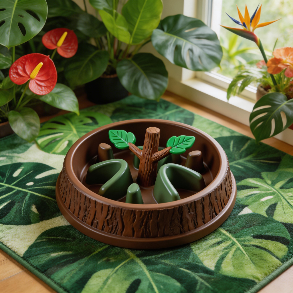 ree Trunk Slow Feeder | Durable Plastic | Nature-Inspired Feeding Bowl | Perfect Gift for Nature Lovers | Unique Tree and Leaf Design