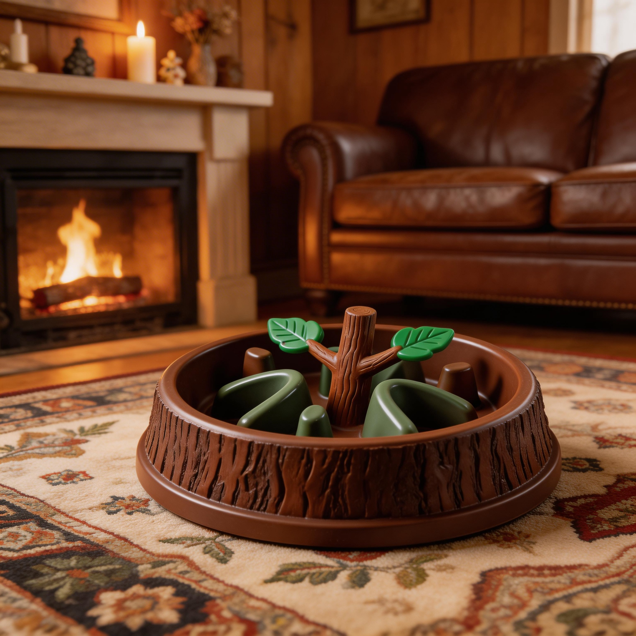 ree Trunk Slow Feeder | Durable Plastic | Nature-Inspired Feeding Bowl | Perfect Gift for Nature Lovers | Unique Tree and Leaf Design