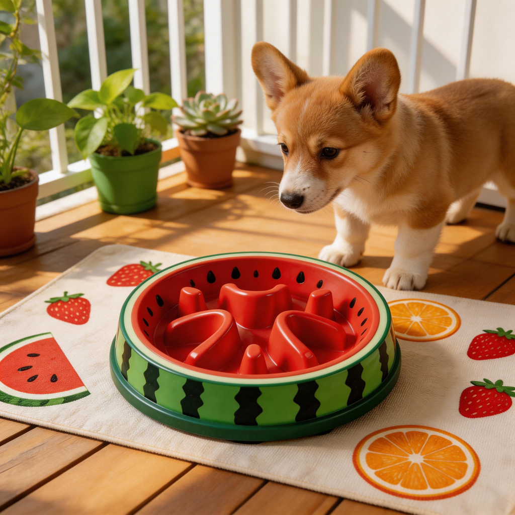 Watermelon-Shaped Slow Feeder | Vibrant Plastic Design | Healthy Eating Solution for Dogs | Great Gift for Pet Owners