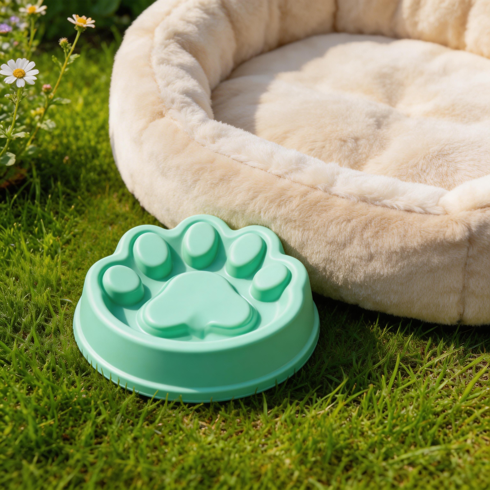 Adorable Paw Print Slow Feeder | Non-Slip Plastic | Fun Meal Time | Great Gift for Dog Parents | Paw Print Design