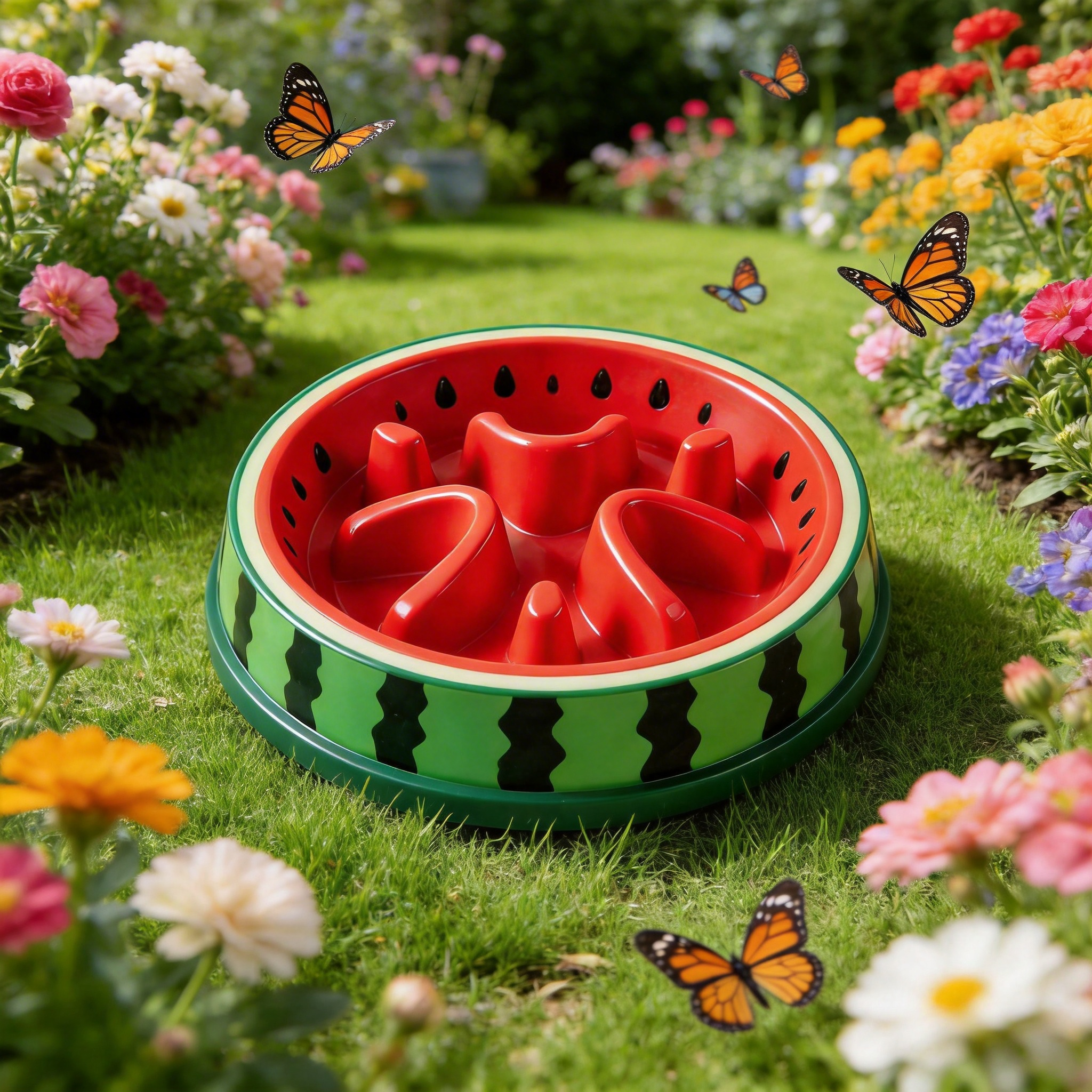 Watermelon-Shaped Slow Feeder | Vibrant Plastic Design | Healthy Eating Solution for Dogs | Great Gift for Pet Owners