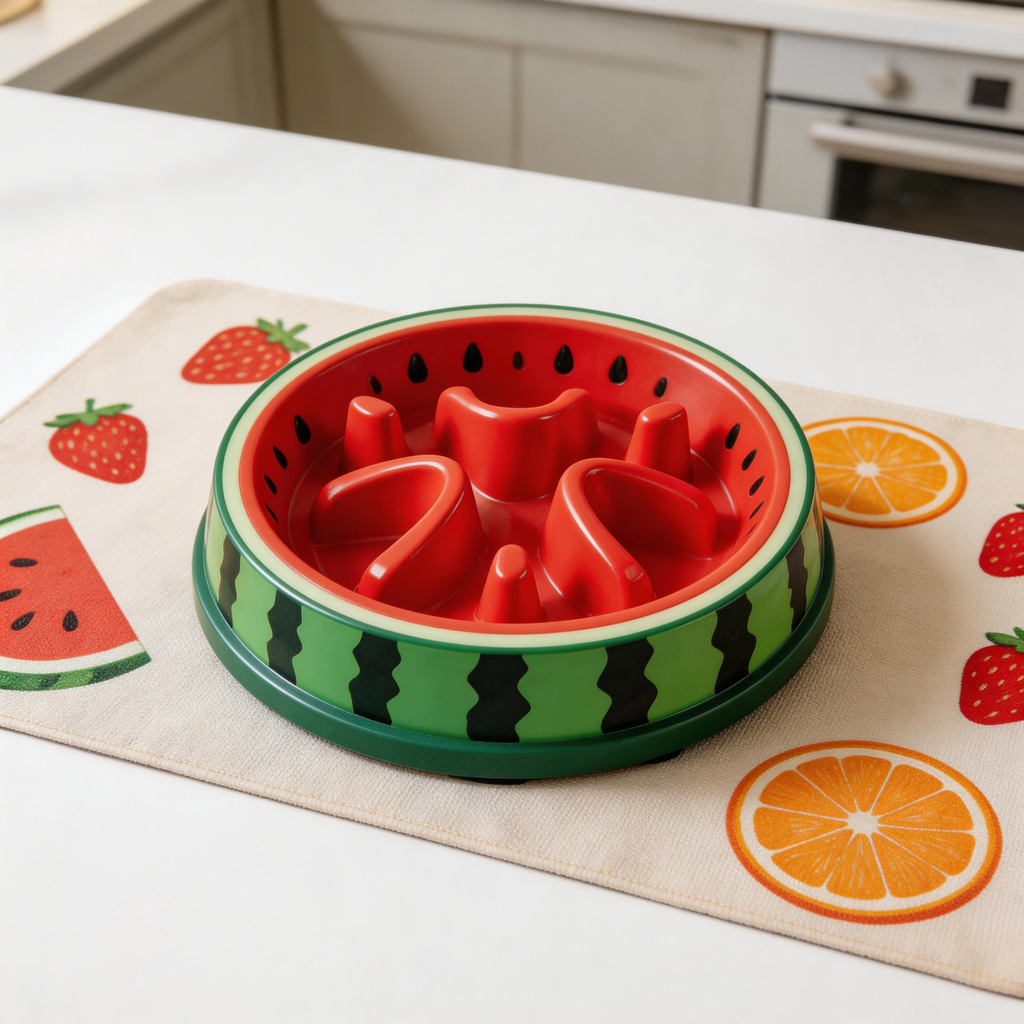 Watermelon-Shaped Slow Feeder | Vibrant Plastic Design | Healthy Eating Solution for Dogs | Great Gift for Pet Owners