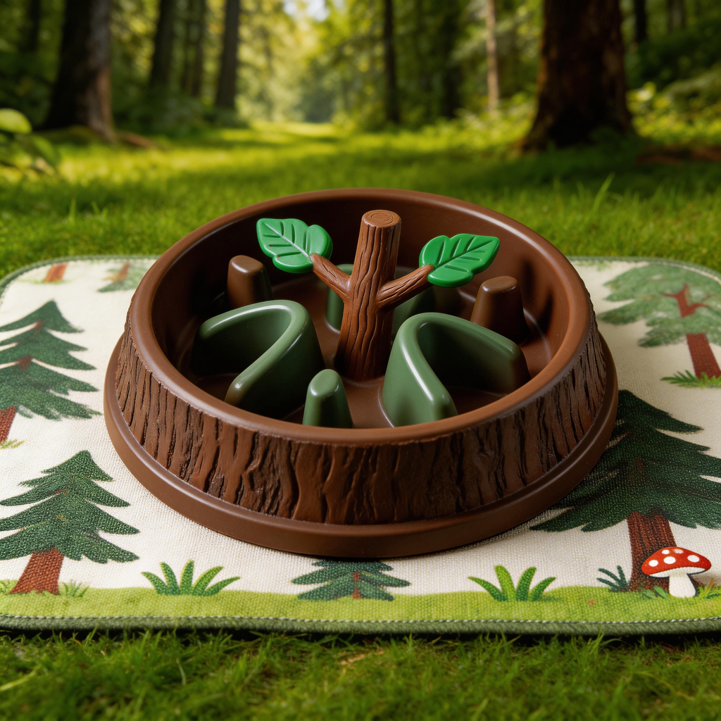 ree Trunk Slow Feeder | Durable Plastic | Nature-Inspired Feeding Bowl | Perfect Gift for Nature Lovers | Unique Tree and Leaf Design